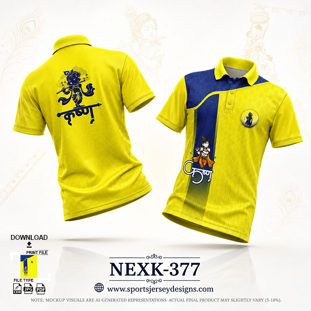 NEXK-377 YELLOW AND BLUE DAHI HANDI FESTIVAL JERSEY DESIGN