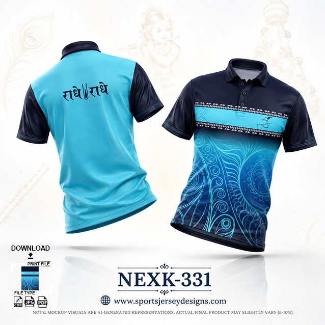 NEXK-331 BLUE AND NAVY BLUE DAHI HANDI FESTIVAL JERSEY DESIGN