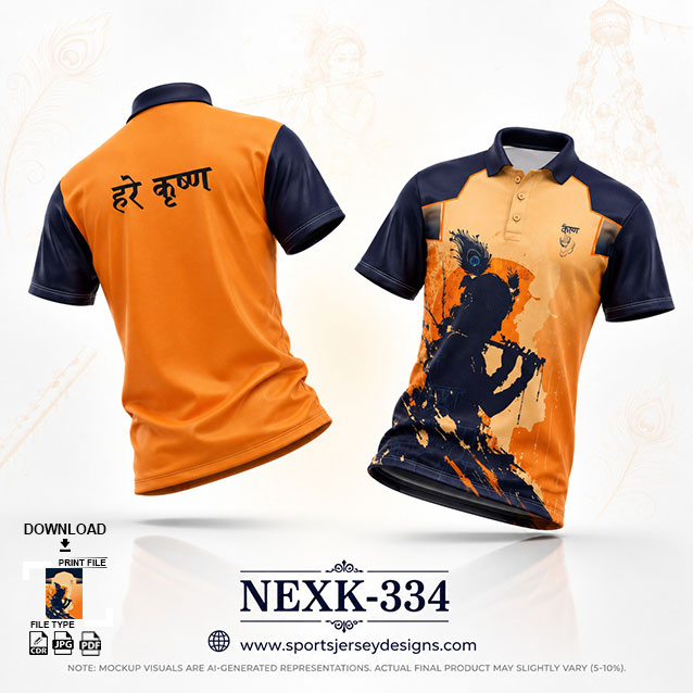 NEXK-334 ORANGE AND NAVY BLUE HANDI FESTIVAL JERSEY DESIGN