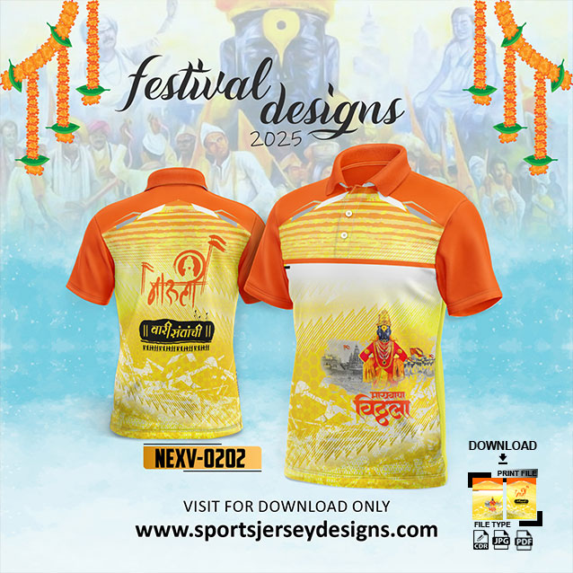 NEXV-0202 YELLOW AND ORANGE  PANDHARPUR WARI SUBLIMATION DESIGN