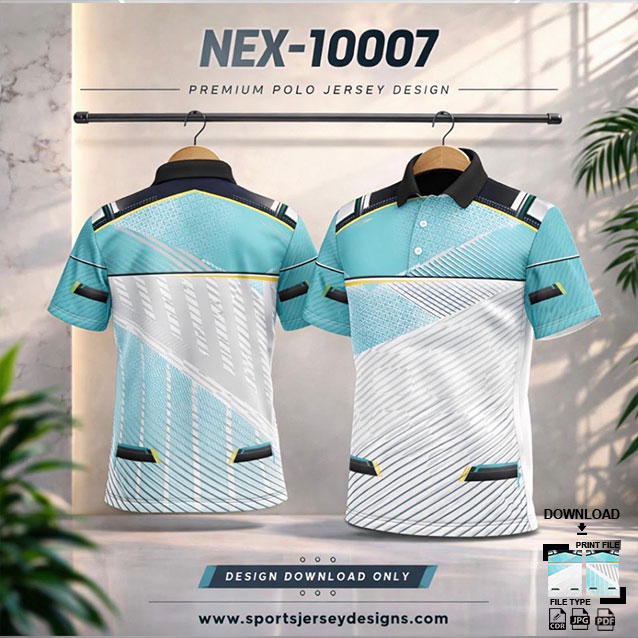 NEX-10007 BLUE AND WHITE SPORTSWEAR SUBLIMATION JERSEY DESIGN