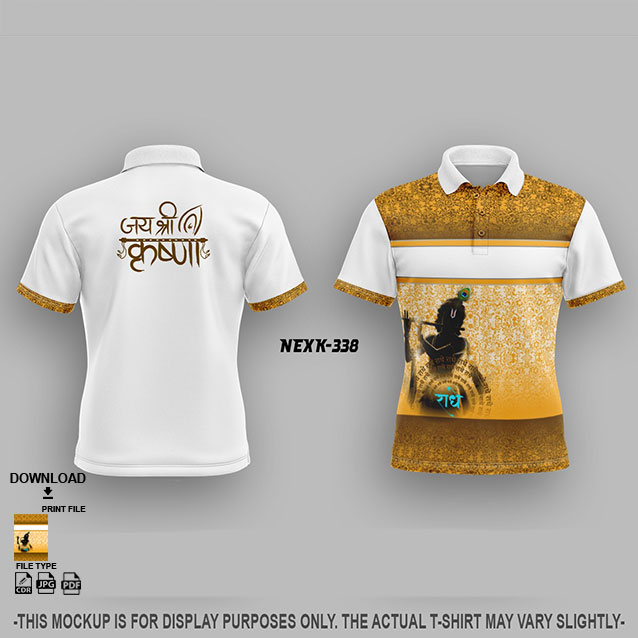 NEXK-338 GOLD YELLOW AND WHITE DAHI HANDI FESTIVAL JERSEY DESIGN
