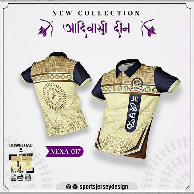NEXA-017 CREAM AND BROWN  ADIVASI FESTIVAL DESIGN FOR SUBLIMATION PRINT