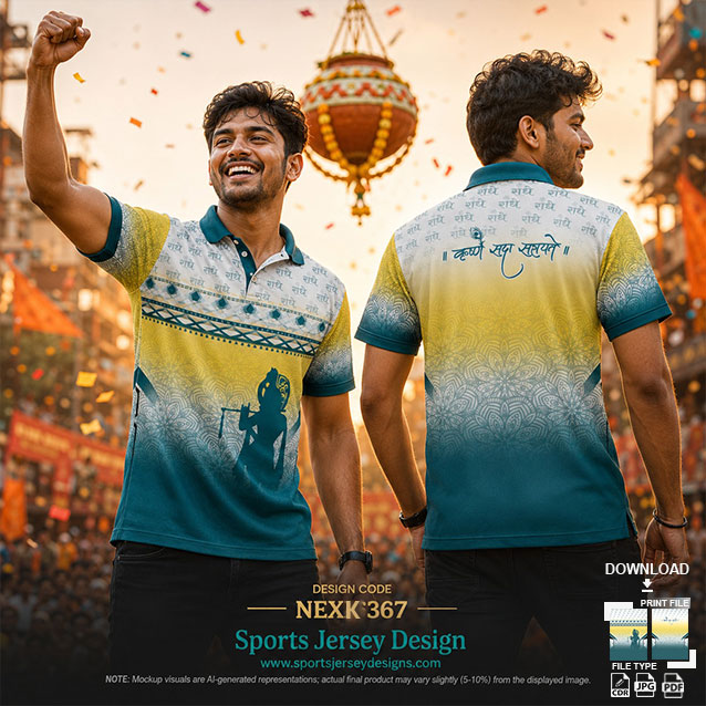 NEXK-367 YELLOW AND BLUE DAHI HANDI FESTIVAL JERSEY DESIGN