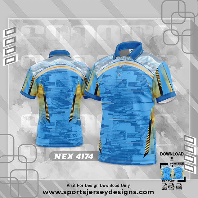 NEX-4174 BLUE AND YELLOW SPORTSWEAR SUBLIMATION JERSEY DESIGN