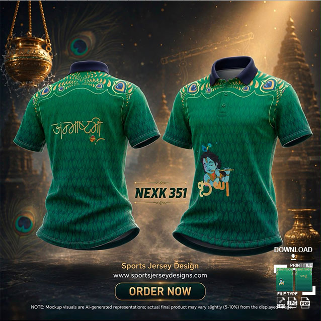 NEXK-351 GREEN AND YELLOW DAHI HANDI FESTIVAL JERSEY DESIGN