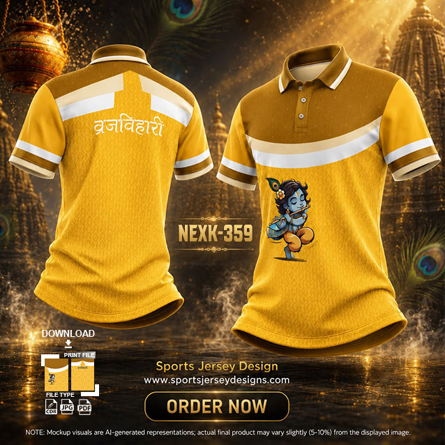 NEXK-359 B YELLOW AND BROWN DAHI HANDI FESTIVAL JERSEY DESIGN