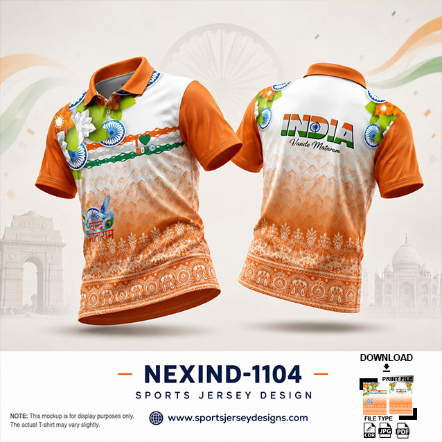 NEXIND-1104 ORANGE AND WHITE INDEPENDENCE DAY SUBLIMATION JERSEY DESIGN