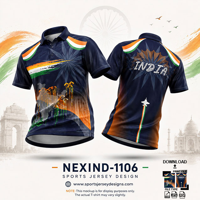 NEXIND-1106 NAVY BLUE AND ORANGE INDEPENDENCE DAY SUBLIMATION JERSEY DESIGN