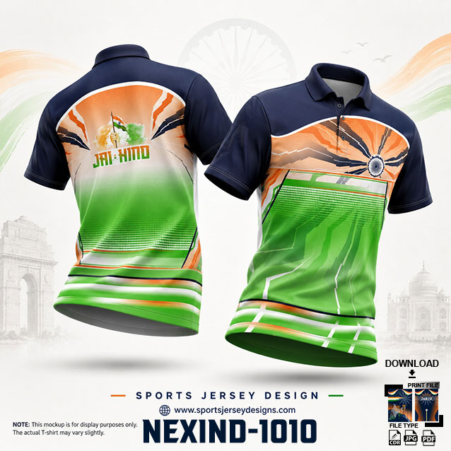 NEXIND-1010 NAVY BLUE,ORANGE AND GREEN INDEPENDENCE DAY SUBLIMATION JERSEY DESIGN