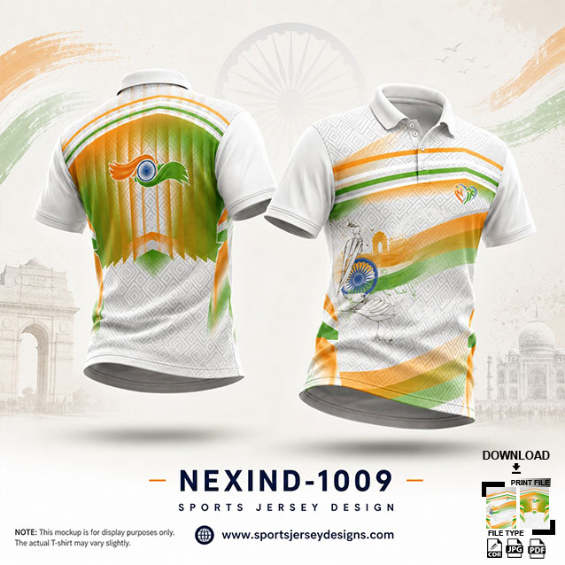 NEXIND-1009 WHITE,ORANGE AND GREEN INDEPENDENCE DAY SUBLIMATION JERSEY DESIGN