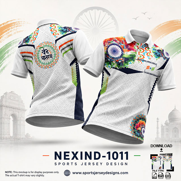 NEXIND-1011 WHITE AND NAVY BLUE  INDEPENDENCE DAY SUBLIMATION JERSEY DESIGN