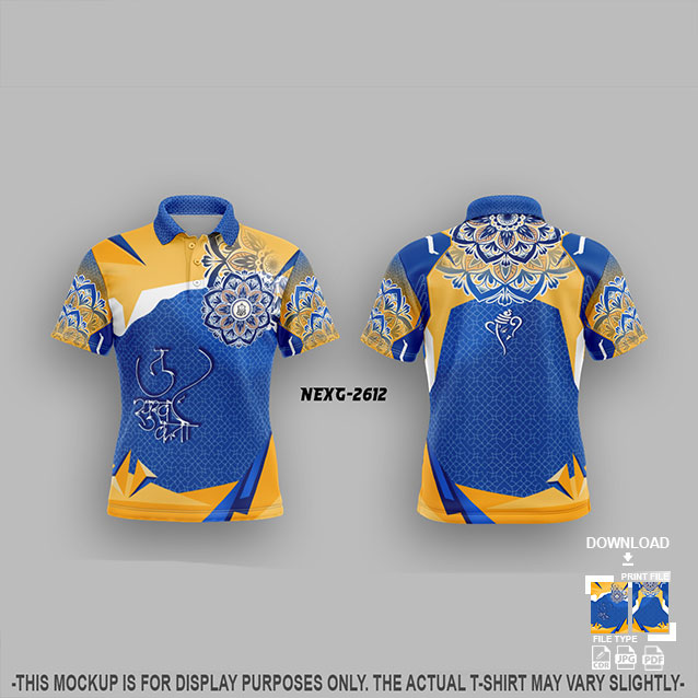 NEXG-2612 YELLOW AND BLUE MANDALA PATTERN GANESHA FESTIVAL JERSEY DESIGN