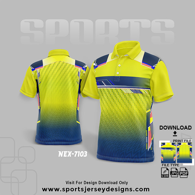NEX-7103 YELLOW AND BLUE SPORTSWEAR SUBLIMATION JERSEY DESIGN