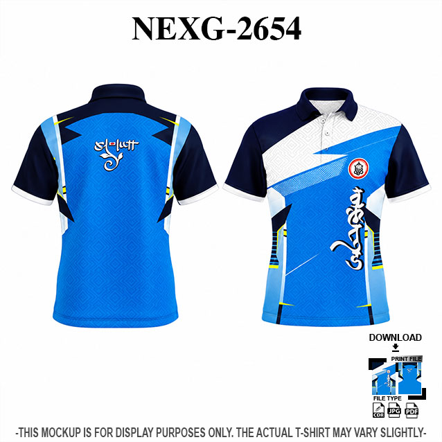 NEXG-2654 BLUE AND WHITE PATTERN GANESHA FESTIVAL JERSEY DESIGN