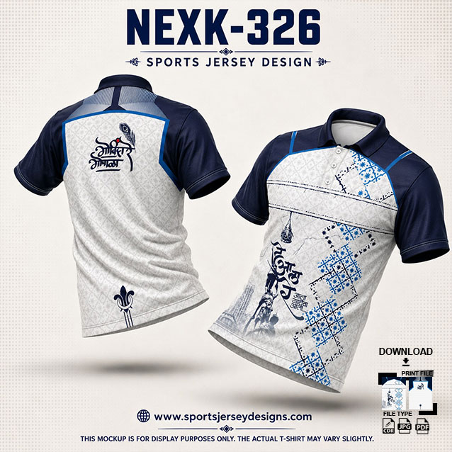 NEXK 326 WHITE AND NAVY BLUE