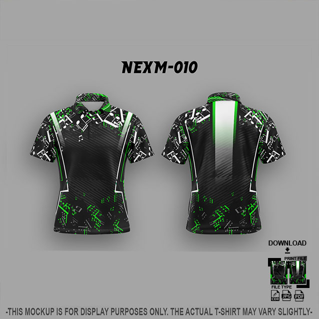 NEXM-010 GREEN AND BLACK MUSICAL BANJO GROUP SUBLIMATION JERSEY DESIGN