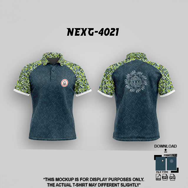 NEXG-4021 GREEN AND GREY PATTERN GANESHA FESTIVAL JERSEY DESIGN
