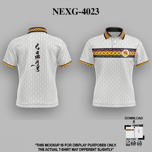 NEXG-4023 WHITE AND GREY PATTERN GANESHA FESTIVAL JERSEY DESIGN