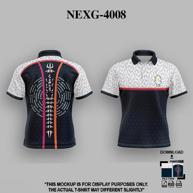 NEXG-4008 NAVY BLUE AND WHITE PATTERN GANESHA FESTIVAL JERSEY DESIGN