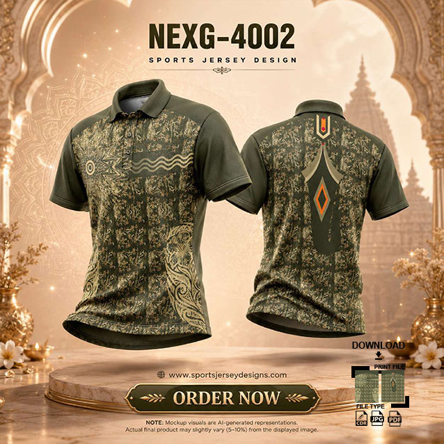 NEXG-4002 GREEN AND YELLOW AND PATTERN GANESHA FESTIVAL JERSEY DESIGN