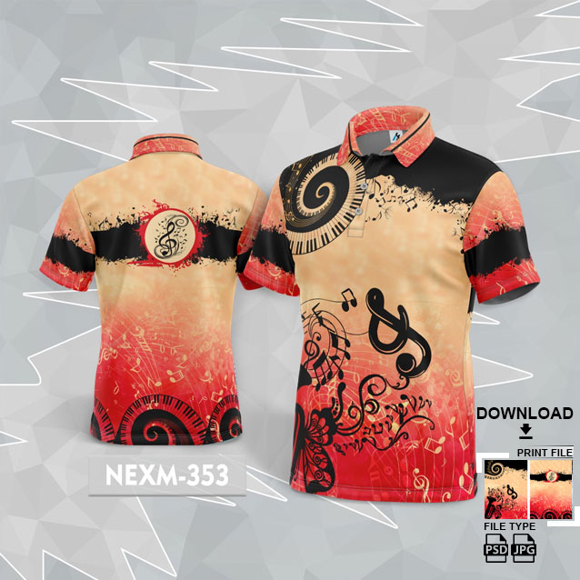 NEXM-354 ORANGE AND YELLOW MUSICAL BANJO GROUP SUBLIMATION JERSEY DESIGN