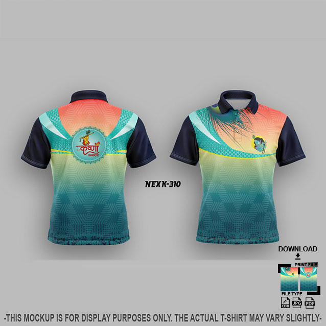 NEXK-310 GREEN AND ORANGE  DAHI HANDI FESTIVAL JERSEY DESIGN