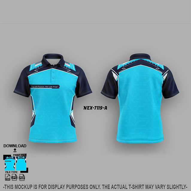 NEX-7119 A INDIA BLUE AND NAVY BLUE SPORTSWEAR SUBLIMATION JERSEY DESIGN