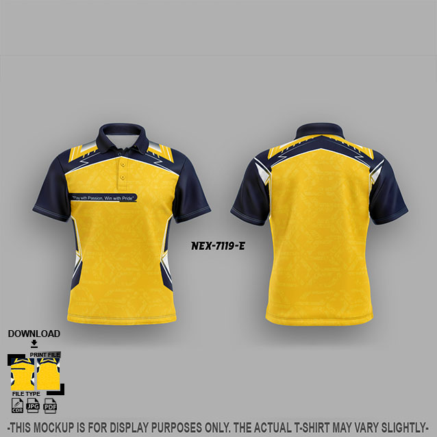 NEX-4119-E GOLD YELLOW AND NAVY BLUE SPORTSWEAR SUBLIMATION JERSEY DESIGN