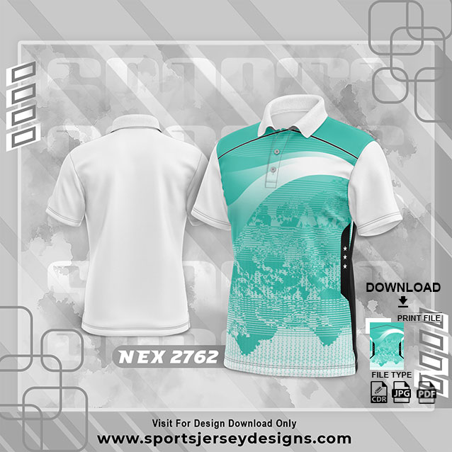NEX-2762 SEA GREEN AND WHITE SPORTSWEAR SUBLIMATION JERSEY DESIGN
