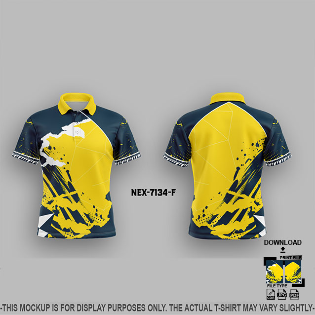 NEX-7134 F YELLOW AND AIR FORCE SPORTSWEAR SUBLIMATION JERSEY DESIGN