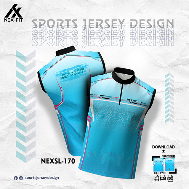 NEXSL-170 BLUE AND  WHITE COMBINATION SPORTSWEAR SUBLIMATION JERSEY DESIGN