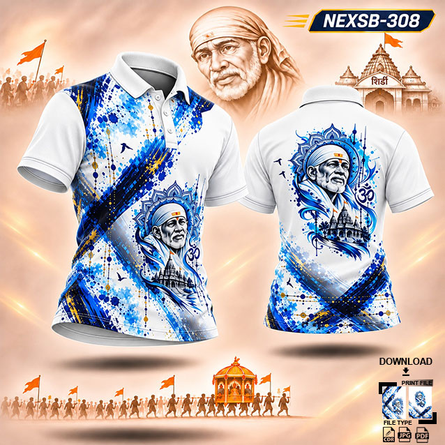 NEXSB 308 BLUE AND WHITE SAI BABA PALKHI SUBLIMATION JERSEY DESIGN
