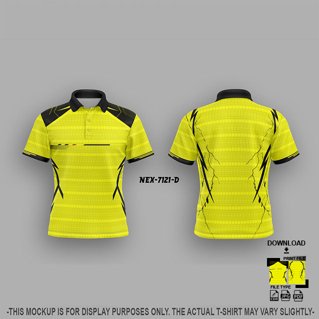NEX-7121 D LEMON YELLOW AND BLACK SPORTSWEAR SUBLIMATION JERSEY DESIGN