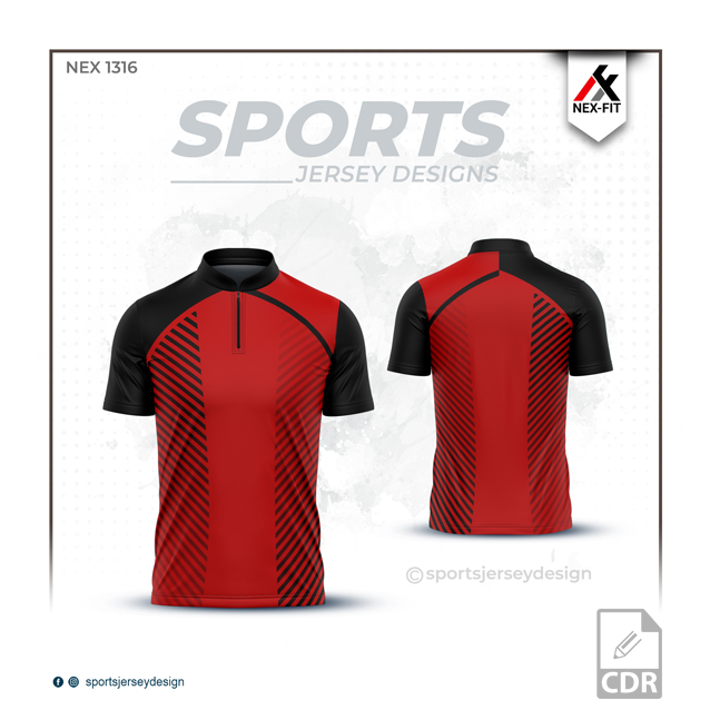 NEX-1316 RED AND BLACK SPORTSWEAR SUBLIATION JERSEY DESIGN