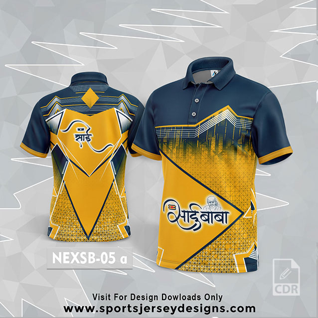 NEXSB 05-A NAVY BLUE AND YELLOW SAI BABA PALKHI SUBLIMATION JERSEY DESIGN