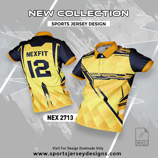 NEX 2713 GOLD YELLOW AMD NAVY BLUE SPORTSWEAR SUBLIMATION JERSEY DESIGN