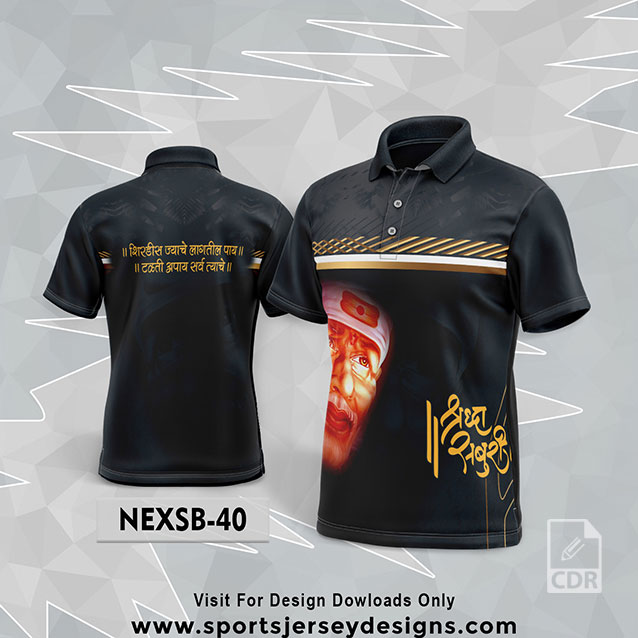 NEXSB 40 BLACK SAI BABA PALKHI SUBLIMATION JERSEY DESIGN