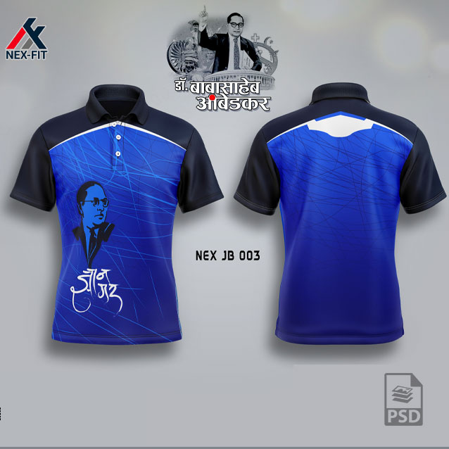 NEX JB 003 DR.BABA SAHEB AMBEDKAR SUBLIMATION JERSEY DESIGN IN INDIA ROYAL BLUE AND NAVY BLUE COLOR
