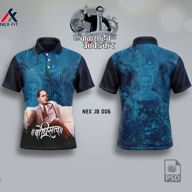 NEX JB 006 DR.BABA SAHEB AMBEDKAR SUBLIMATION JERSEY DESIGN IN DARK BLUE AND NAVY BLUE COLOR