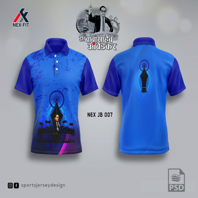 NEX JB 007 DR.BABA SAHEB AMBEDKAR SUBLIMATION JERSEY DESIGN IN INDIA BLUE COLOR