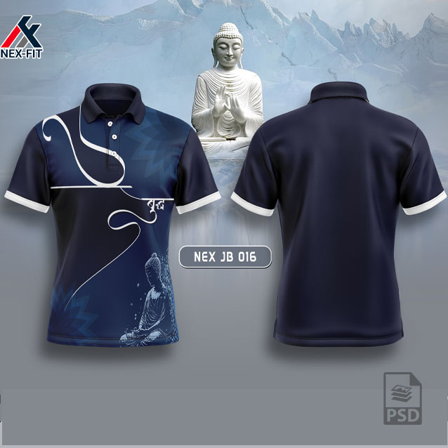 NEX JB 016 GAUTAMA BUDHA SUBLIMATION JERSEY DESIGN IN INDIA BLUE COLOR
