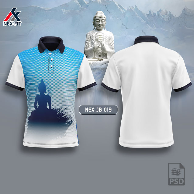 NEX JB 019 GAUTAMA BUDHA SUBLIMATION JERSEY DESIGN IN FIROZI AND WHITE  COLOR