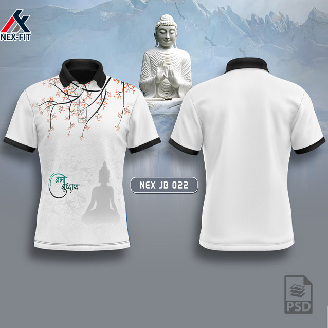 NEX JB 022 GAUTAMA BUDHA SUBLIMATION JERSEY DESIGN IN WHITE COLOR
