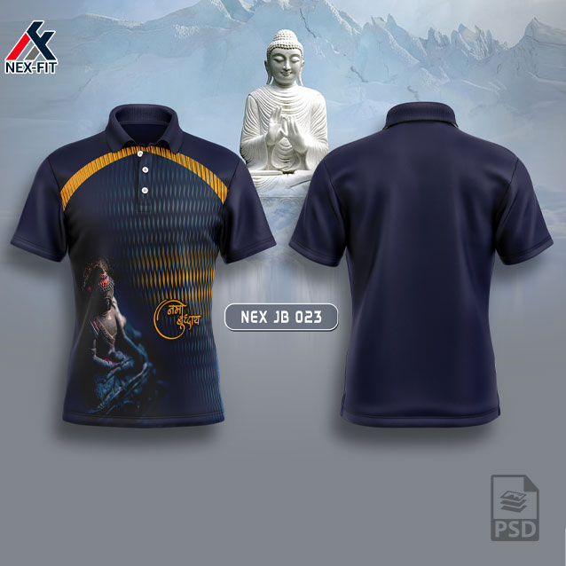 NEX JB 023 GAUTAMA BUDHA SUBLIMATION JERSEY DESIGN IN NAVY BLUE COLOR
