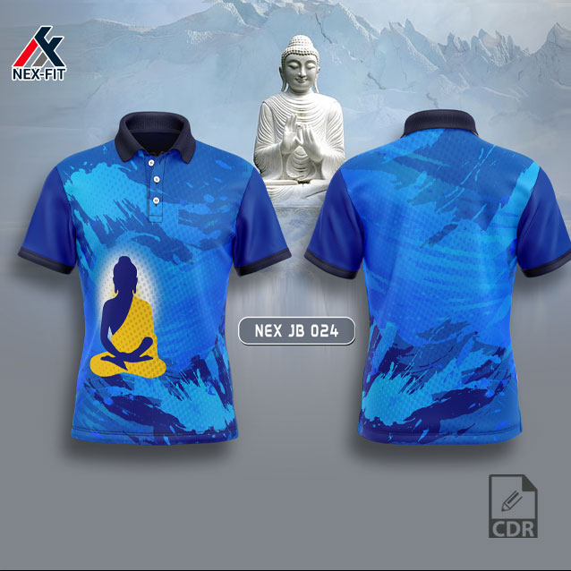 NEX JB 024 GAUTAMA BUDHA SUBLIMATION JERSEY DESIGN IN INDIA BLUE COLOR