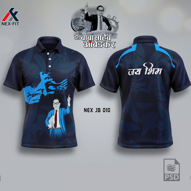NEX JB 010 DR.BABA SAHEB AMBEDKAR SUBLIMATION JERSEY DESIGN IN DARK BLUE AND NAVY BLUE COLOR