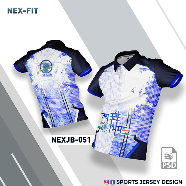 NEX JB 051 DR. BABASAHEB AMBEDKAR JAYANTI SUBLIMATION JERSEY DESIGN IN ROYAL BLUE AND WHITE