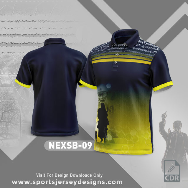 NEXSB 09 NAVY BLUE AND YELLOW SAI BABA PALKHI SUBLIMATION JERSEY DESIGN