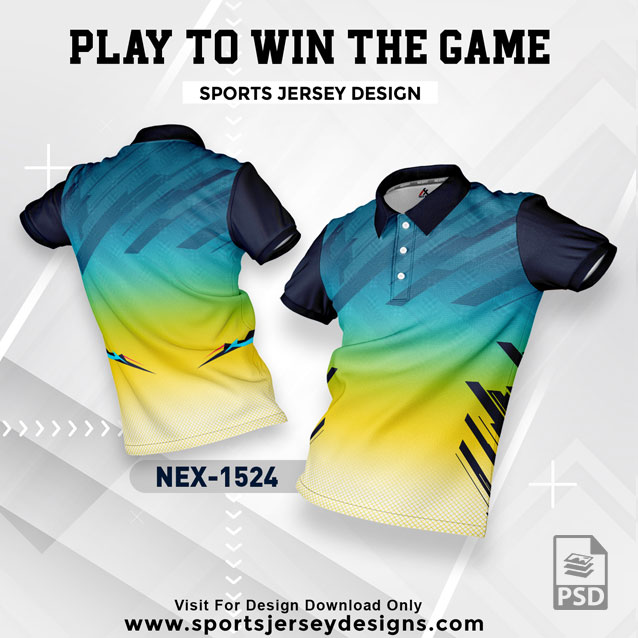 NEX 1524 SEA BLUE WITH YELLOW GRADIENT SPORTSWEAR SUBLIMATION JERSEY DESIGN